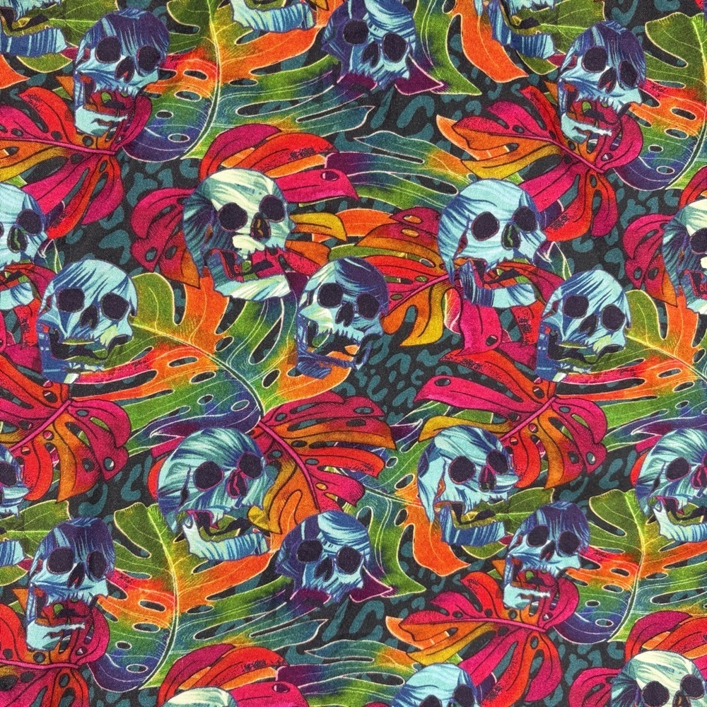 Luchiano Visconti Skull Print Button Down Shirt Small Colorful Cotton - Picture 9 of 9